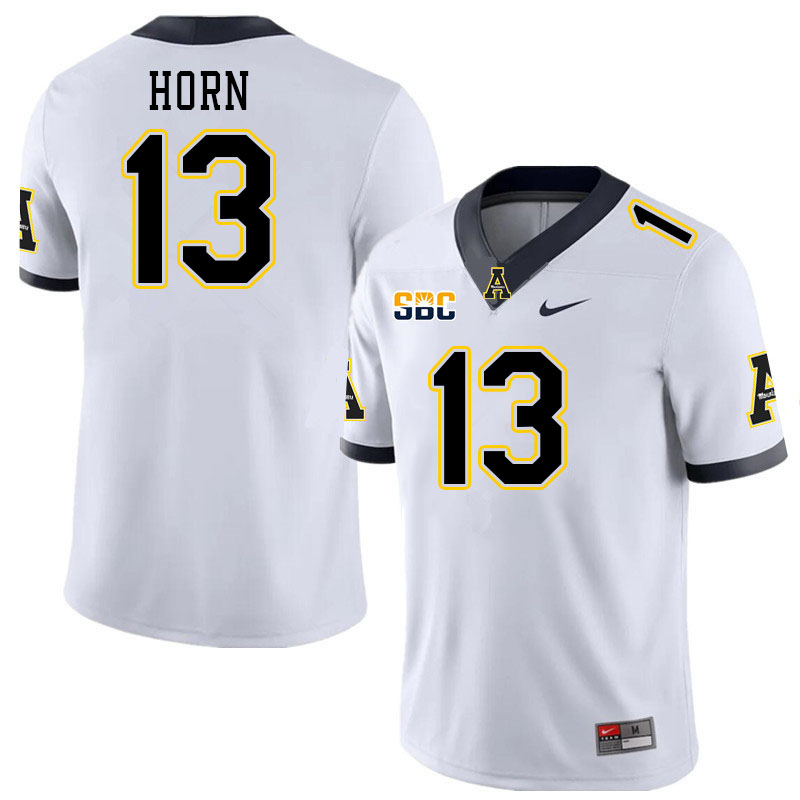 Men #13 Christan Horn Appalachian State Mountaineers College Football Jerseys Stitched Sale-White - Click Image to Close